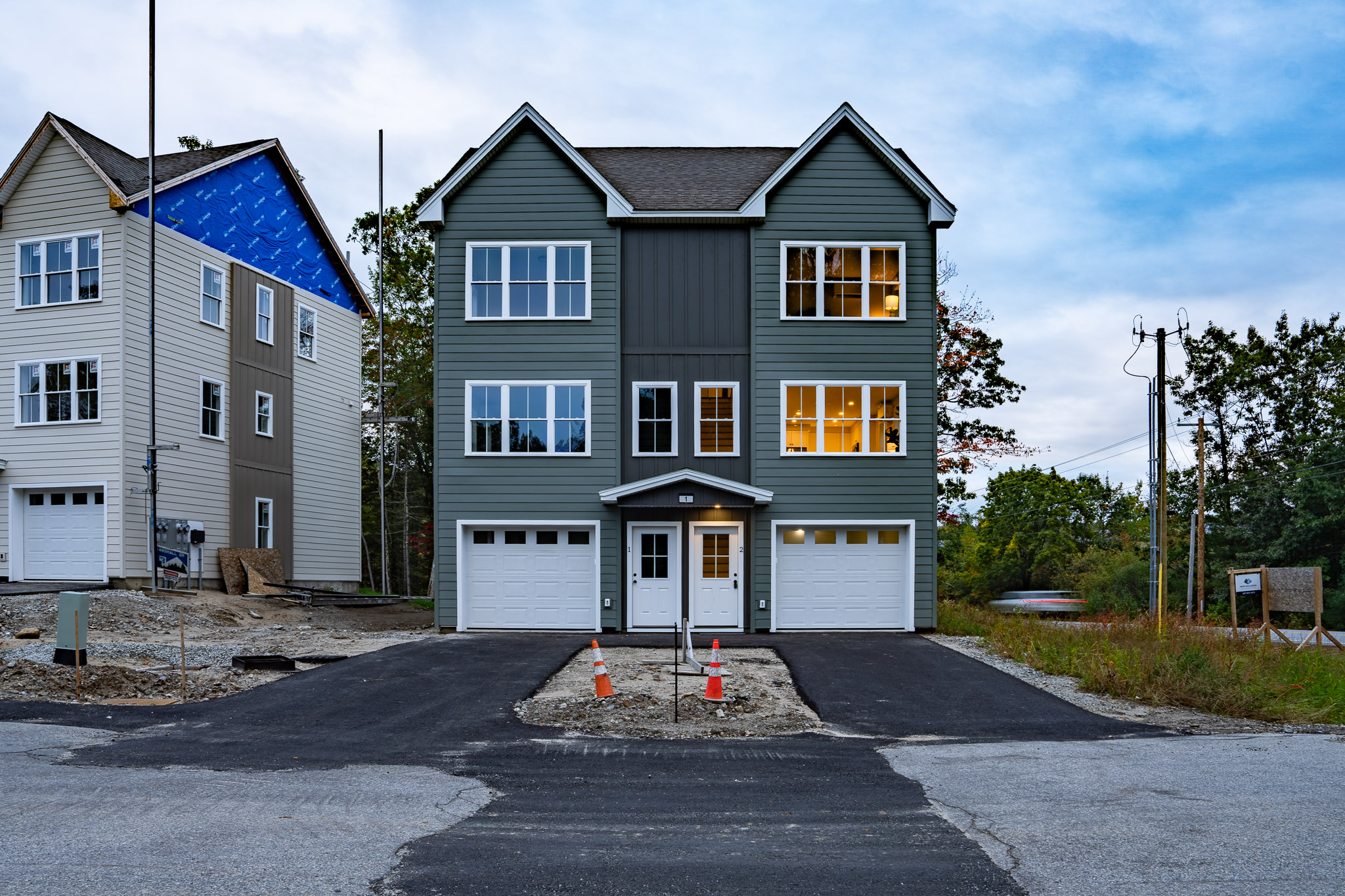 Architectural exterior photography of Scittery Woods townhomes